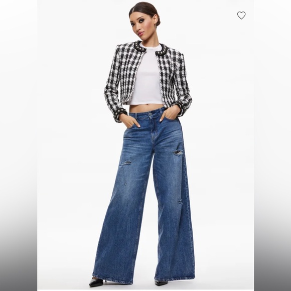 Alice and Olivia “DEON TWO-FER TWEED JACKET” - Picture 7 of 8